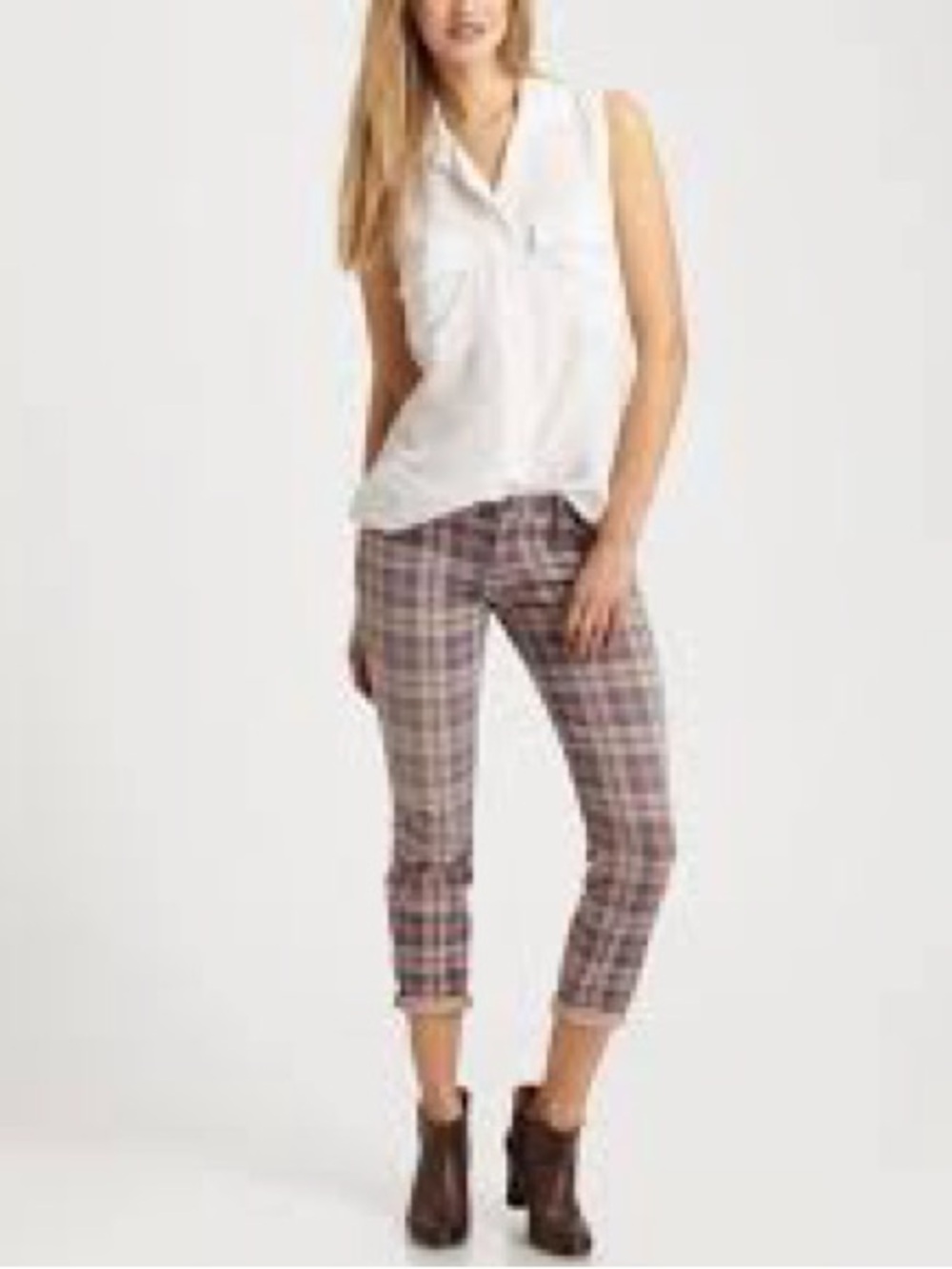 Current Elliott The Stilleto Plaid Skinny Jeans 29